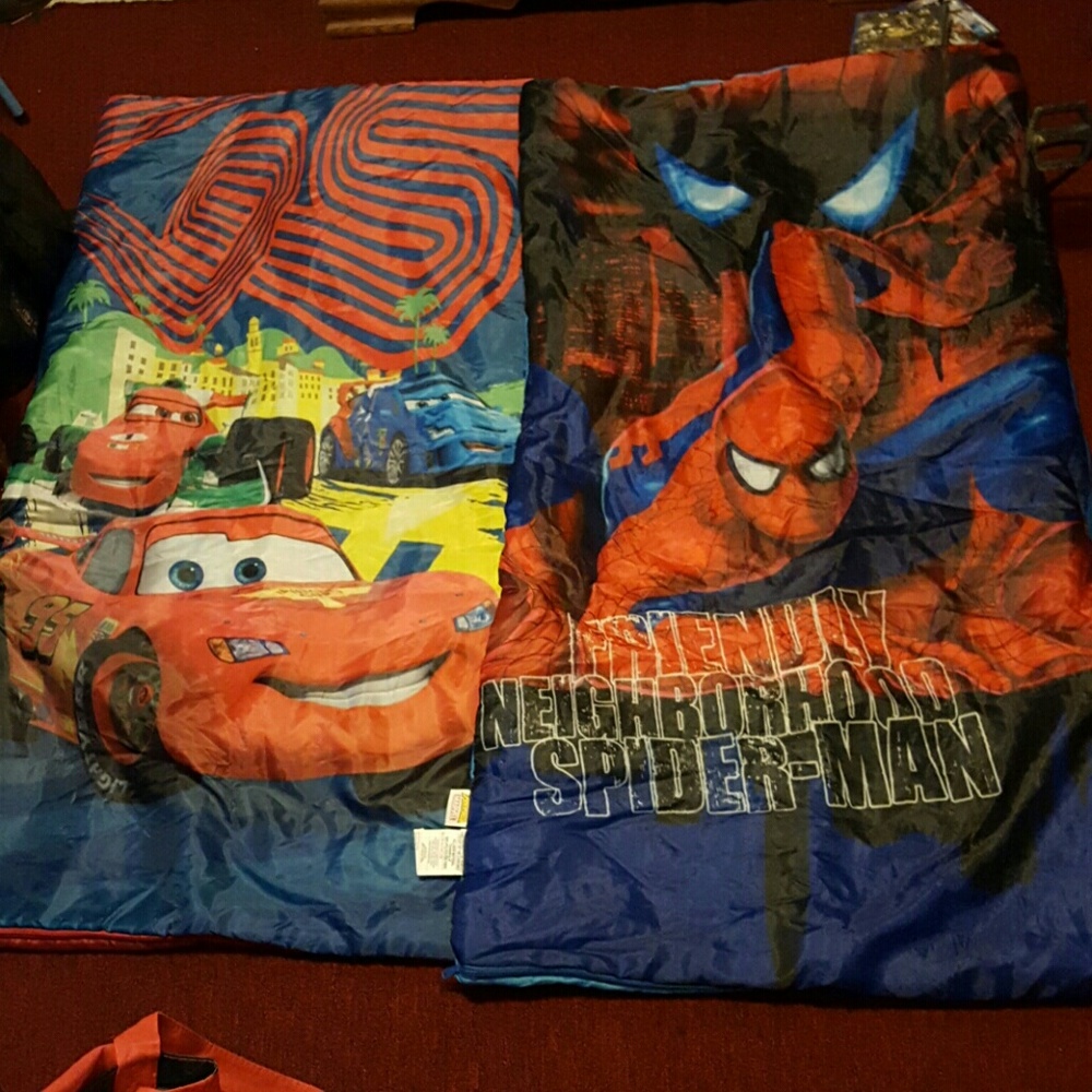 Cars and Spiderman Camping bags
